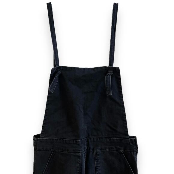 Loup Knot Black Washed Twill Cropped Overalls Adjustable Strap Jumpsuit Small - Picture 5 of 13